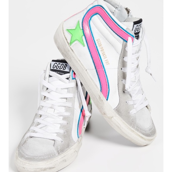 Golden Goose Slide Sneaker White Leather/Pink NIB - Picture 2 of 16